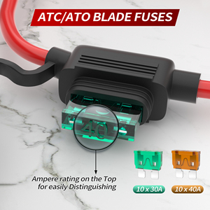 Fusibles en Línea de Repuesto para Automóvil de <span class=keywords><strong>12</strong></span> V 30 A <span class=keywords><strong>12</strong></span> AWG, Portafusibles de Cuchilla ATO ATC de <span class=keywords><strong>Calibre</strong></span> <span class=keywords><strong>12</strong></span>, Impermeables con Tapa Protectora - Product Image 5