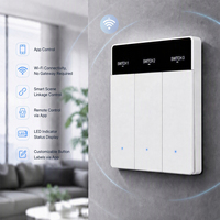 Interrupteur intelligent WiFi Tuya 1 2 3 voies 86*86mm avec écran LCD, compatible Alexa, norme européenne, télécommande, interrupteurs muraux pour éclairage