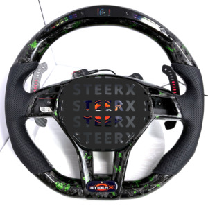 Volant personnalisé en fibre de carbone forgée verte avec LED pour Mercedes AMG W204 C63 C43 W212 C180 C200 C260 C300 C63 AMG C204 GLK - Product Image 1