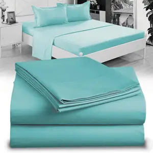 Twin XL 100% in microfibra doppio spazzolato lenzuolo Set Extra-morbido senza rughe ideale per dormitori ospedali Split King bed Aqua Blue