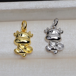 Pendentif en argent S925 avec 5-6 perles, appui-tête féminin, accessoires de bijoux DIY, 4042, matériau or rose, pendentif de type CZ, motif du zodiaque - Product Image 2