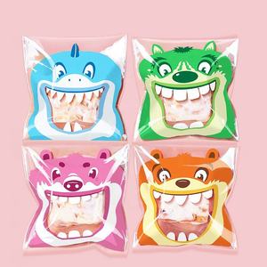 100 Stück/Beutel Cartoon <span class=keywords><strong>Gro</strong></span>ßmaul 4-in-1 Kekse Süßigkeiten Schokolade Selbstklebende Beutel Lebensmittelverpackungsbeutel - Product Image 2