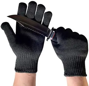 Level 4 316L Stainless Wire Cut Resistant Safety Work Gloves Anti Cutting With Strength Polyester Liner For Safety Work