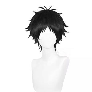 Venta al por mayor <span class=keywords><strong>Haikyuu</strong></span> <span class=keywords><strong>Cosplay</strong></span> 30cm corto negro Akaashi Keiji peluca sintética <span class=keywords><strong>Anime</strong></span> Halloween fiesta <span class=keywords><strong>Cosplay</strong></span> peluca - Product Image 2