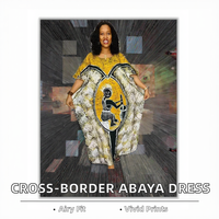 Robe longue décontractée élégante en polyester, grande taille, à motifs variés, style européen, américain, transfrontalier, abaya musulmane africaine et moyen-orientale
