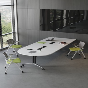 Solid Wood Modern Oval <b>Extendable</b> Conference <b>Table</b> Adjustable <b>Legs</b> Eco-Friendly Design Panel Ready Customizable School Office - Product Image 6