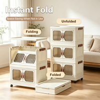 Boîte de rangement pliable rectangulaire en plastique, écologique, avec roulettes pivotantes épaissies, multi-niveaux, grande capacité pour usage domestique et scolaire