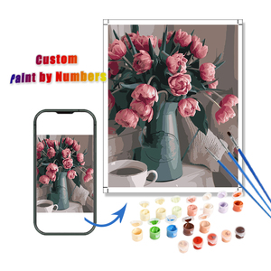 Pittura ad olio con numeri fai da te graziosi <span class=keywords><strong>tulipani</strong></span> vaso pittura con numeri dipinti a mano adulti dipingono con numeri fiore - Product Image 1