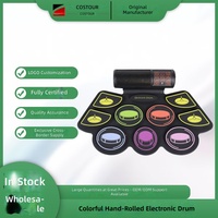 Batterie électronique portable en gel de silicone coloré, double kit pour deux haut-parleurs, idéale pour débutants, enfants et adultes