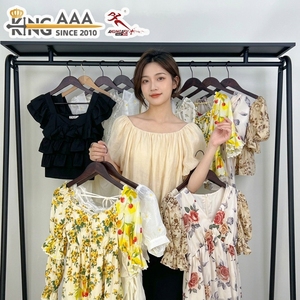 KingAAA Vente en gros – Blouse élégante en coton pour femme, d'occasion, délicate, à épaules dénudées, couleur unie, idéale pour les rendez-vous et les tenues décontractées - Product Image 1