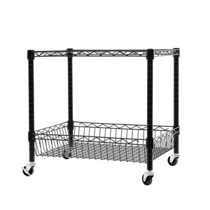 Chariot de <span class=keywords><strong>cuisine</strong></span> mobile à 2 niveaux en fil métallique noir, support pour mini-réfrigérateur, étagère pour four à micro-ondes, chariot de rangement en fil métallique pour dortoir ou petite <span class=keywords><strong>cuisine</strong></span> - Product Image 4