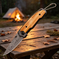Couteau de poche pliable portable EDC pour le camping avec lame en acier 3CR13 et manche en bois de zèbre