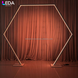LEDA Support d'arche de mariage avec support de lumière RVB en métal blanc pour les activités de décoration de fête de mariage - Product Image 2