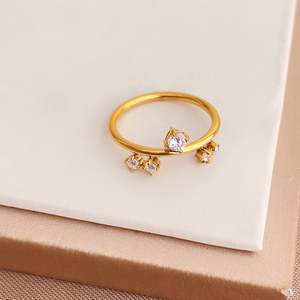 Wholesale Titanium <b>Steel</b> <b>Ring</b> with Geometric Design Smooth Thin Niche Inlaid 5 Diamonds Does Not Fade for Engagement - Product Image 6