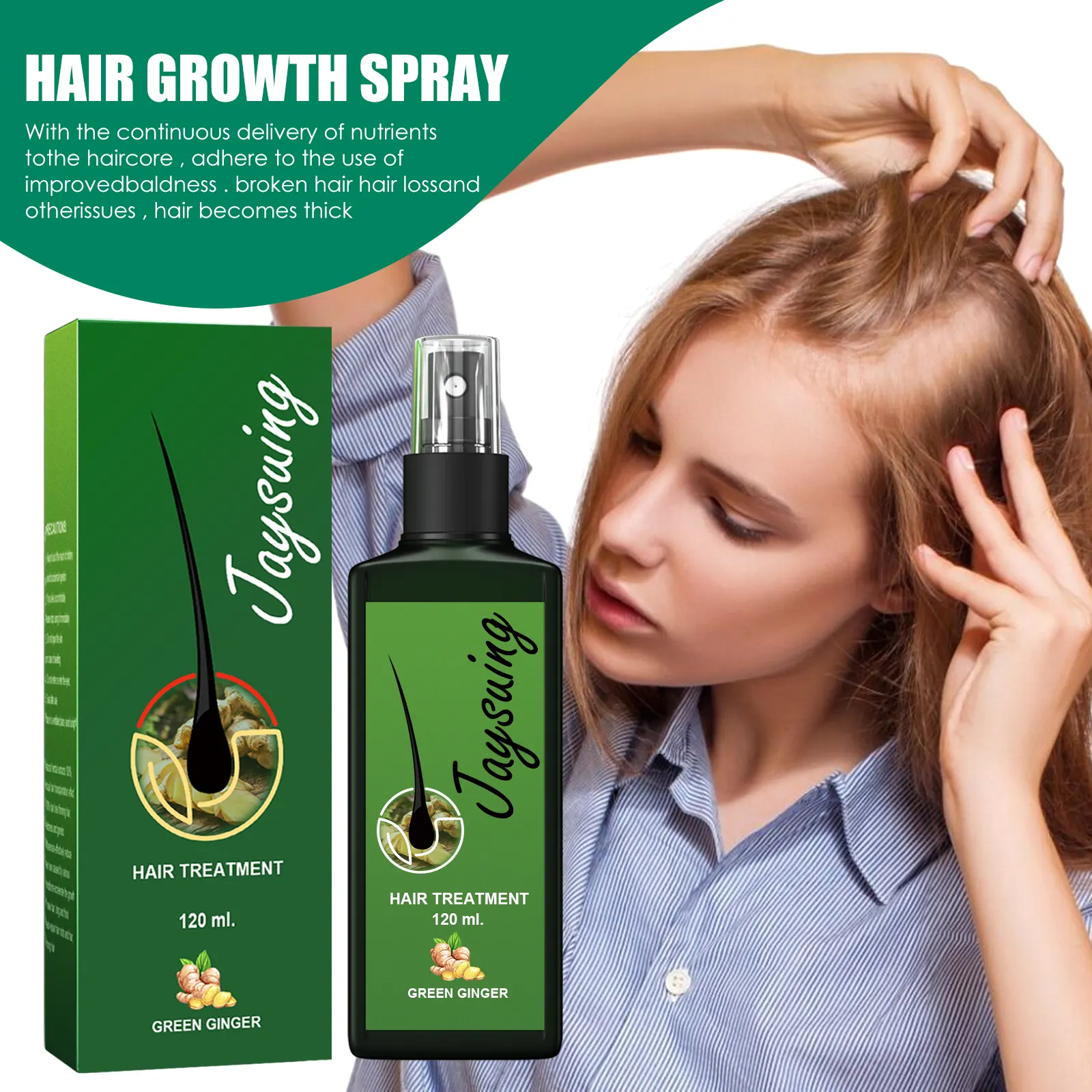 2024 Explosive Hair Growth Spray Nourish Root Thick Regrowth Liquid Anti-Fall Oil Miracle Hair Root Spray