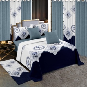 Nouveauté, vente en gros, ensemble <span class=keywords><strong>de</strong></span> literie à fleurs imprimées à prix avantageux, 13 pièces, avec <span class=keywords><strong>rideaux</strong></span> assortis - Product Image 4