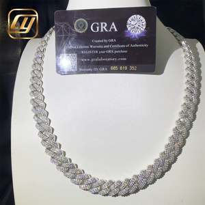 GRA Certificated Fine Jewelry Hip Hop 925 Sterling Silver 14MM <b>Iced</b> <b>Out</b> VVS Moissanite Diamond Cuban Link <b>Chain</b> Necklace - Product Image 3