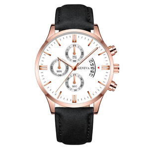 Montre à quartz pour homme, bracelet en cuir, montre-bracelet décontractée pour affaires, affichage de la date, montre tendance pour homme - Product Image 6