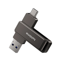 Clé USB OTG Type C personnalisée 128 Go, clé USB en métal double USB 3.0 OTG, clé USB 3.0 haute vitesse pivotante pour ordinateur portable