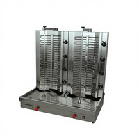 Mesin Pembuat Kebab Listrik FUQI EB-809-2 dari Baja Anti Karat, Pemanggang Döner Turki, Panggangan BBQ, Oven Rotisserie Shawarma 10.8kW