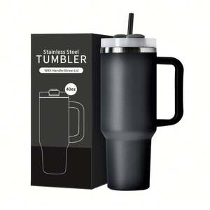 Vaso Térmico de Doble Pared de Acero Inoxidable de 40 oz con Asa y Popote, Imprescindible para Viajes 2024 - Envío desde Almacén de EE. UU. - Product Image 1