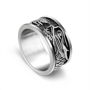 Anillo de Acero Inoxidable con Diseño de Dragón para Hombre, Anillo de Moda con Banda Ancha, Regalo - Product Image 5