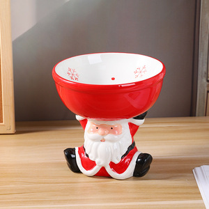 Mystic Arts - Tazón de Cerámica para Mascotas con Diseño de Papá Noel, Plato Decorativo Navideño para Comida de Perros y Gatos, Adorno de Escritorio - Product Image 4