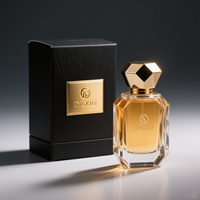 Flacon de parfum en verre coloré personnalisé OEM&ODM avec bouchon diamant unique, boîte cadeau en papier noir et or de qualité supérieure