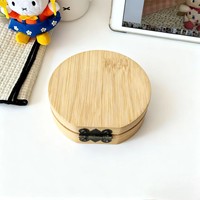 Miroir compact rond en bambou avec fermeture magnétique, miroir de poche pliable portable pour les voyages, miroir de maquillage en bois naturel