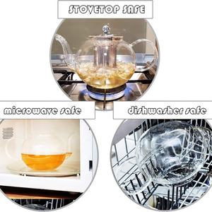 Стеклянный чайник 1000 мл со съемным заварочным устройством из нержавеющей стали, чайный чайник без капель, набор стеклянных чайников - Product Image 6