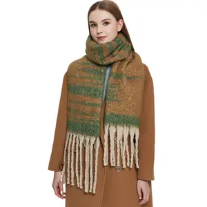2023 новые зимние шарфы смешанные толстые теплые пончо винтажные петлевые шали для женщин оптом