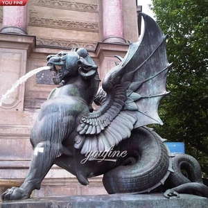 Statue de Griffon de Jardin, Sculpture de Fontaine en Bronze de Griffon - Product Image 1