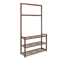 Porte-manteau Porte-manteau Porte-manteau Arbre de hall Porte-chaussures en bambou Organisateur de rangement avec porte-manteau et cintre