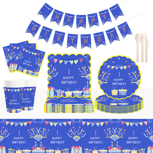 DAMAI - Artículos para Fiestas de Cumpleaños Azules, Platos Azul Marino de 300 GSM, Servilletas Azules, Recuerdos para Fiestas de Cumpleaños, Sirve para 8 Personas - Product Image 5