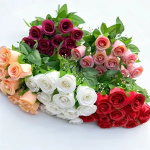 Bunga mawar sutra buatan 12 kepala, bunga mawar sutra buatan untuk rumah liburan, bunga dekorasi pernikahan 2023