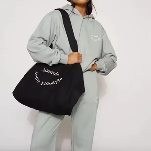 Customized Logo Eco Friendly Oversize Large Grocery <b>Black</b> Cotton <b>Canvas</b> Beach Gift Shopping <b>Tote</b> <b>Bag</b> - Product Image 6