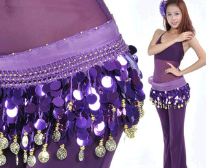 Pañuelo de cadera para danza del vientre con 128 monedas doradas, falda de lentejuelas con borlas para <span class=keywords><strong>mujer</strong></span>, <span class=keywords><strong>disfraz</strong></span> gitano de danza del vientre - Product Image 4