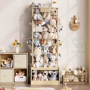 Playroom Standing Wooden Display <b>Rack</b> Stuffed Zoo Plush Animal <b>Storage</b> <b>Rack</b> Toy Organizer - Product Image 6