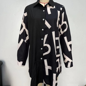Wholesale Custom OEM High Quality Autumn Winter Women's <b>Dress</b> With Long Sleeve Four-side <b>Elastic</b> Print Splicing Button <b>Dresses</b> - Product Image 2