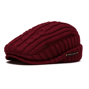 Gorro Ivy Plano de Punto, Mezcla de Lana, Cálido para Invierno, con Visera Corta, Unisex, para Viajes al Aire Libre y Uso Casual - Product Image 4
