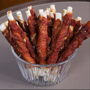 Organik köpek aperatif toptan ördek et sarsıntılı dana rulo evcil hayvan ödül maması diş temizleme çubukları ile - Product Image 6