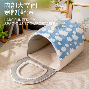 Nid pour chat Laiben Cloud - Chaud et confortable en hiver, semi-fermé, épaissi pour une sensation sûre et chaleureuse pour les chatons - Product Image 4