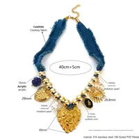 Collier Charme Femme Ilona Fashion en Acier Inoxydable 316 Plaqué Or, Grand Cœur Soleil, Pendentifs Multiples Synthétiques, Thème Bouddhisme, Automne Hiver