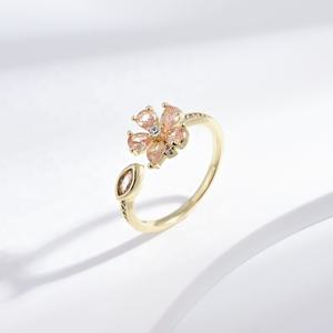 Anillo de plata de ley 925 con piedras preciosas para mujer, anillo de moda con circonita cúbica, ajustable, vintage, con diseño de flor delicada. - Product Image 5