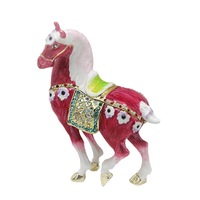 Boîte à bijoux en métal peinte à la main, figurine de cheval en émail, statues à charnières pour la décoration de la maison
