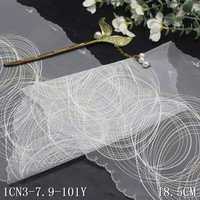 Filet français dentelle 18cm cercle brillant avec fil métallique brodé noir blanc dentelle garniture pour robe Lingerie accessoires en gros