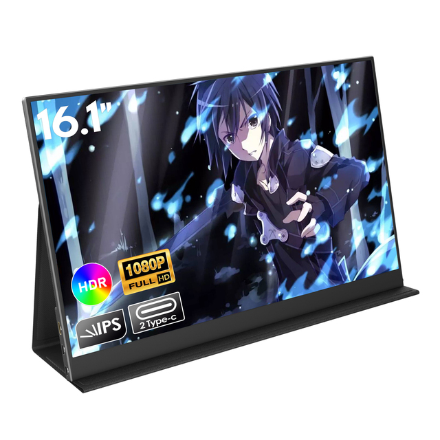 16.1 Inch LCD LED UHD 1080P 144Hz Gaming Monitor IPS Laptop Extended Screen Usb-c Portable Monitor