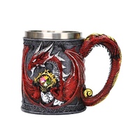 Tasse à café en acier inoxydable avec statue de dragon rétro, forme extérieure plate de haute qualité, tasse à eau, tasse à thé avec dragon gravé en relief 3D