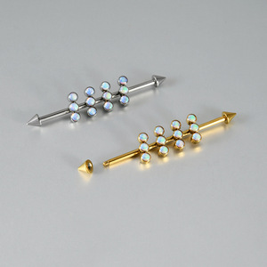 Chaîne unisexe longue à dents extérieures, double trou, en acier inoxydable 316 électroplaqué, avec <span class=keywords><strong>film</strong></span> flash cylindrique et motif cinq étoiles, pour le commerce transfrontalier - Product Image 3
