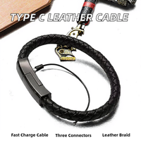 Kabel Data Grosir Berbahan Kulit Kepang, Gelang Charger USB C Micro USB Lighting untuk Pengisian Daya Smartwatch